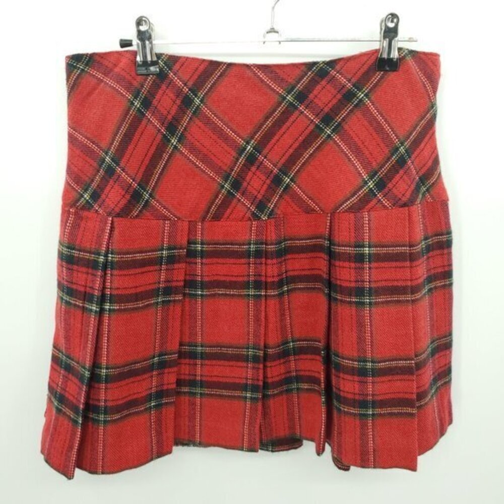 Steve & Barry's Tartan Plaid Pleated Mini Skirt 8 Red/Green